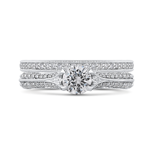 Round Cut Diamond Engagement Ring In 14K White Gold with Split Shank