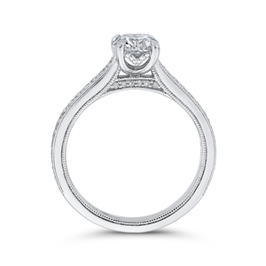 Round Diamond Cathedral Style Engagement Ring In 14K White Gold