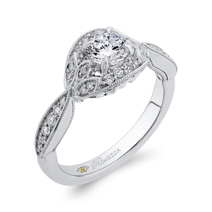 14K White Gold Round Diamond Engagement Ring