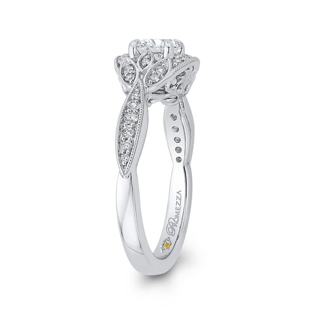 14K White Gold Round Diamond Engagement Ring