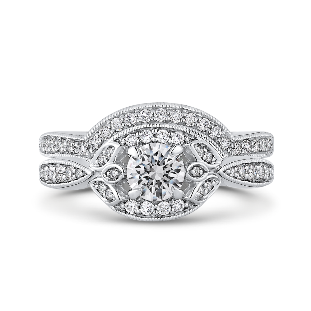 14K White Gold Round Diamond Engagement Ring