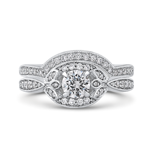 14K White Gold Round Diamond Engagement Ring