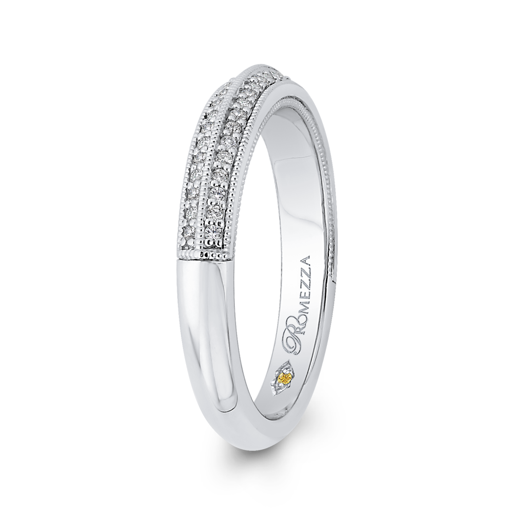 Round Diamond Half Eternity Wedding Band In 14K White Gold