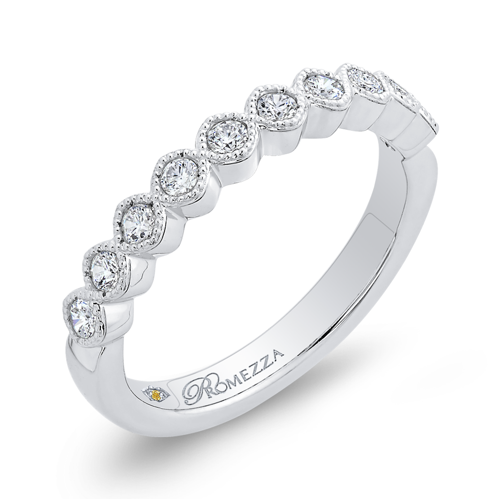 Round Diamond Half Eternity Wedding Band In 14K White Gold