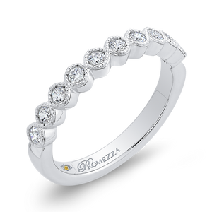 Round Diamond Half Eternity Wedding Band In 14K White Gold