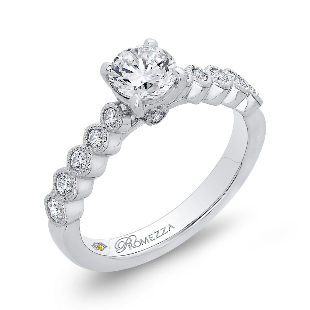 14K White Gold Round Cut Diamond Engagement Ring