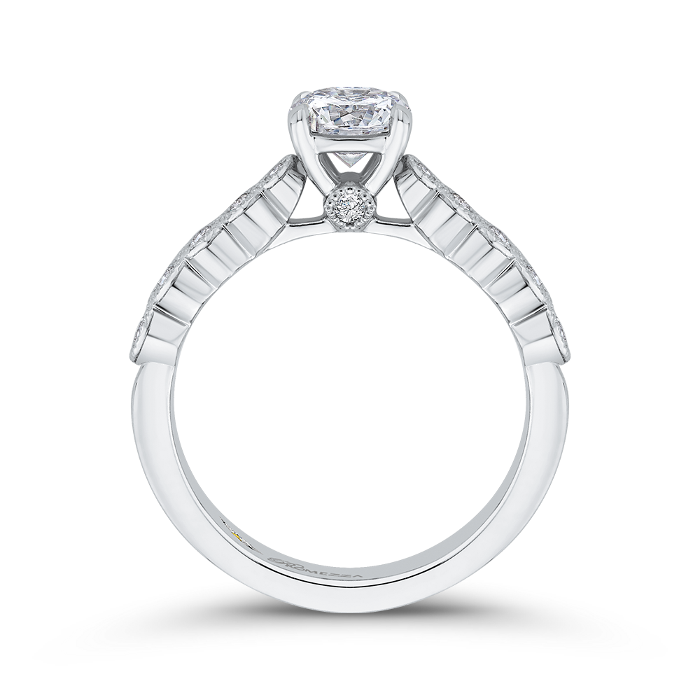 14K White Gold Round Cut Diamond Engagement Ring