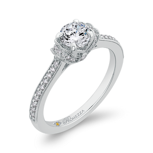 14K White Gold Round Cut Diamond Engagement Ring