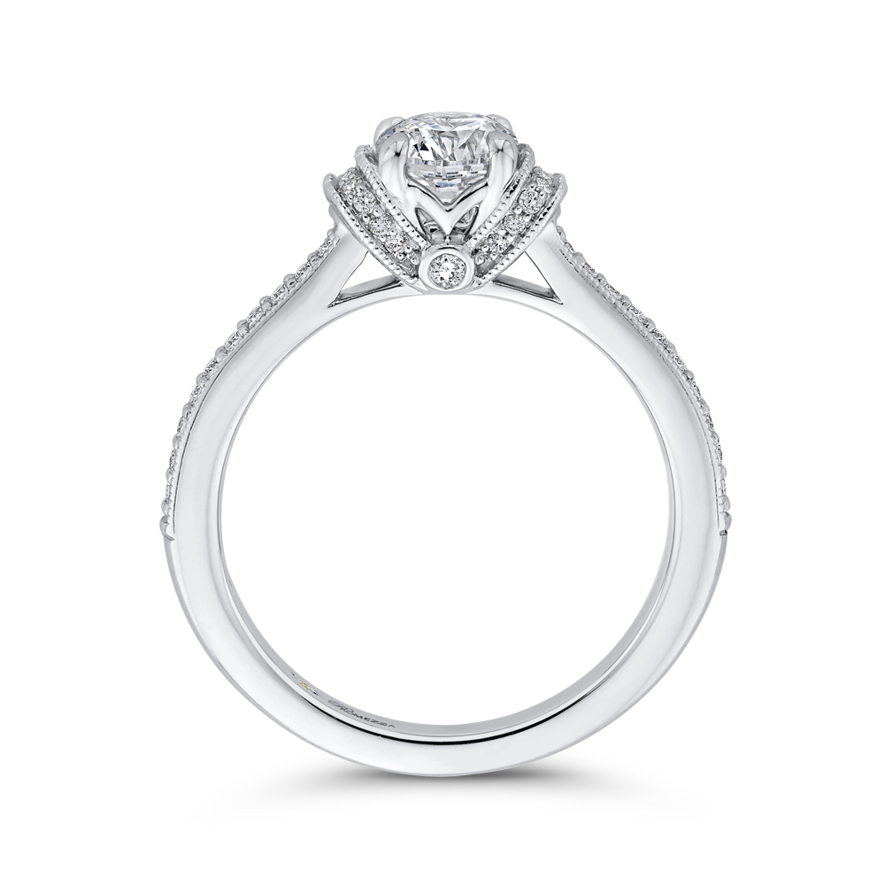 14K White Gold Round Cut Diamond Engagement Ring