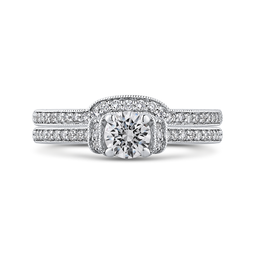 14K White Gold Round Cut Diamond Engagement Ring