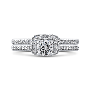 14K White Gold Round Cut Diamond Engagement Ring