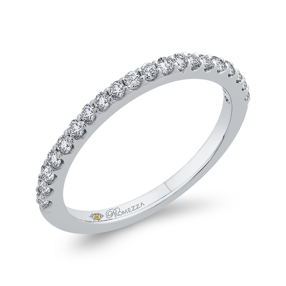 14K White Gold Round Diamond Half Eternity Wedding Band