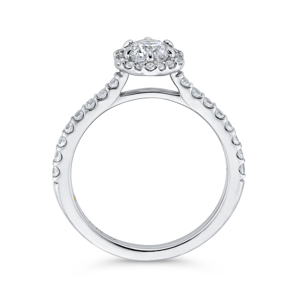 14K White Gold Round Diamond Halo Engagement Ring