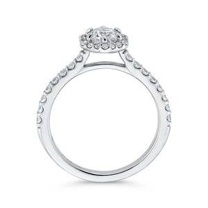 14K White Gold Round Diamond Halo Engagement Ring