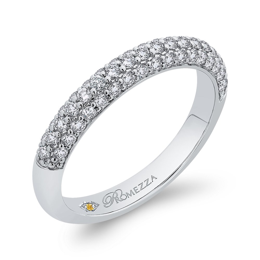 Round Diamond Half Eternity Wedding Band In 14K White Gold