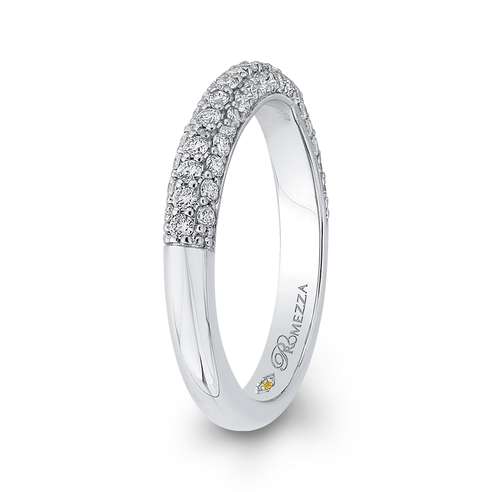 Round Diamond Half Eternity Wedding Band In 14K White Gold