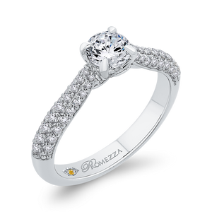 14K White Gold Round Diamond Cathedral Style Engagement Ring