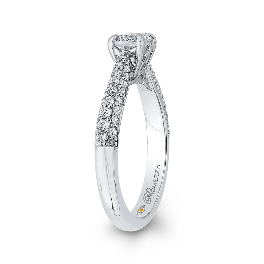 14K White Gold Round Diamond Cathedral Style Engagement Ring