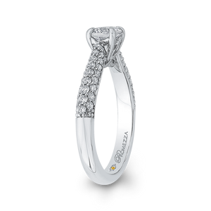 14K White Gold Round Diamond Cathedral Style Engagement Ring