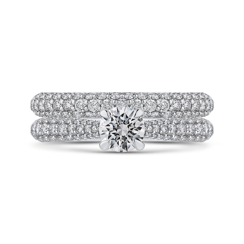 14K White Gold Round Diamond Cathedral Style Engagement Ring