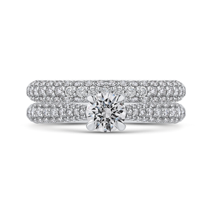 14K White Gold Round Diamond Cathedral Style Engagement Ring