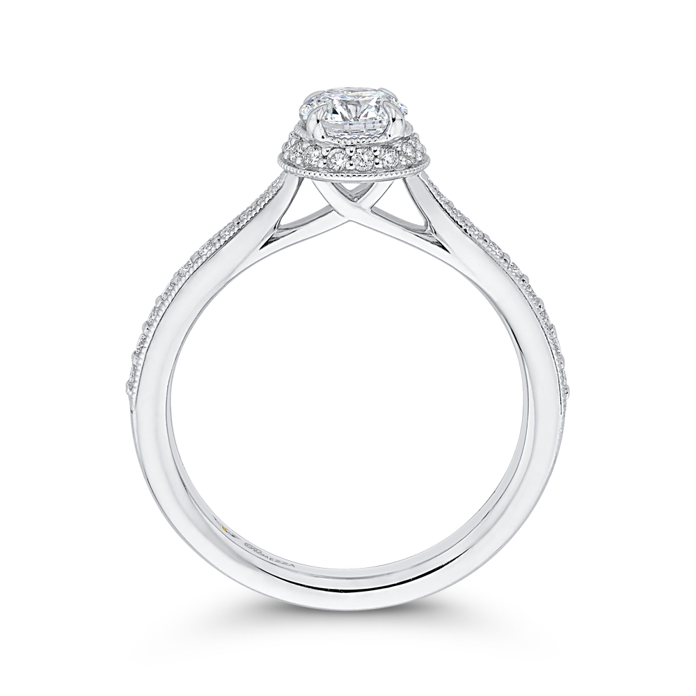 14K White Gold Round Diamond Halo Engagement Ring