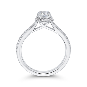 14K White Gold Round Diamond Halo Engagement Ring