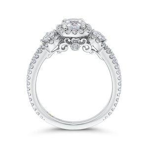 14K White Gold Round Diamond Halo Engagement with Split Shank