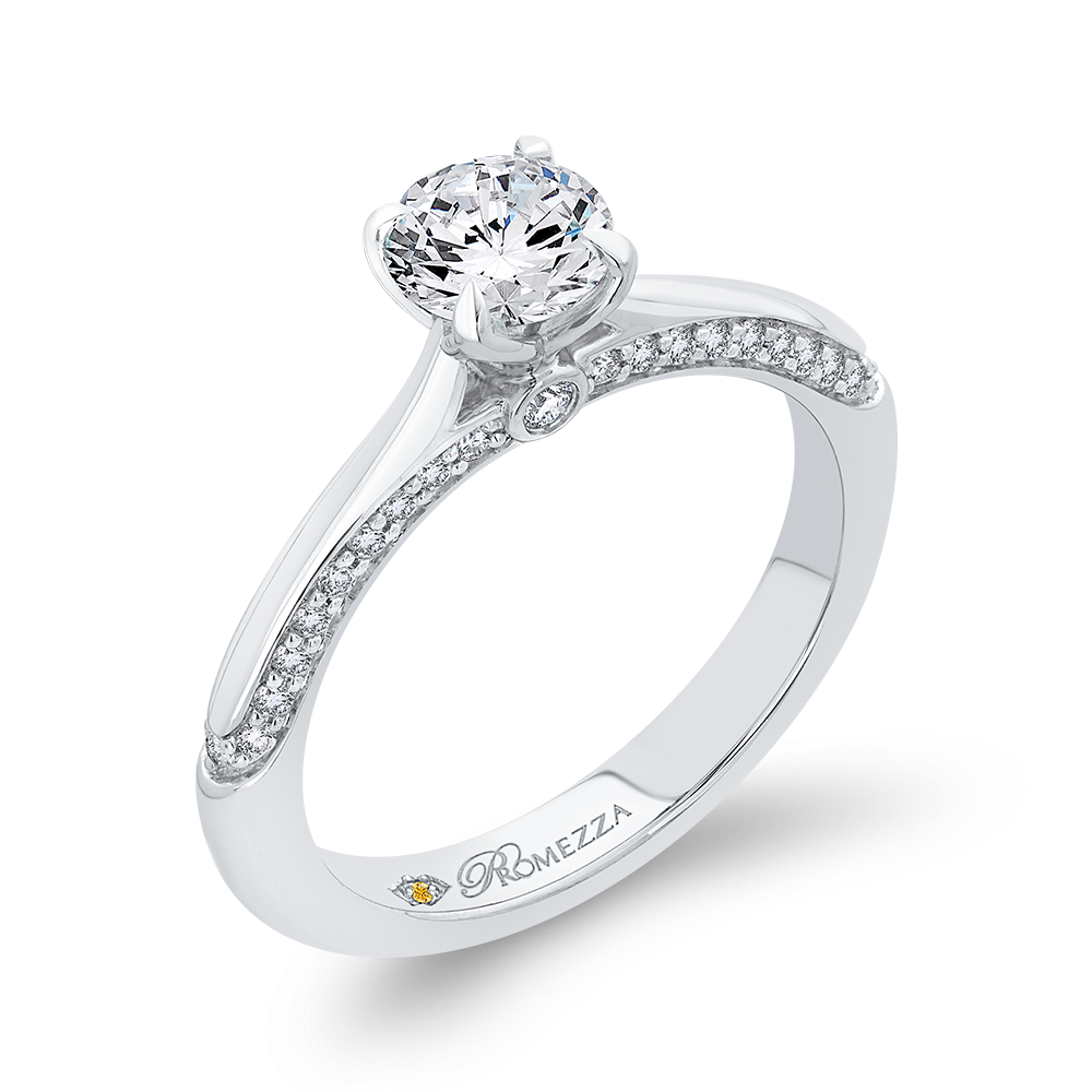 14K White Gold Round Diamond Engagement Ring