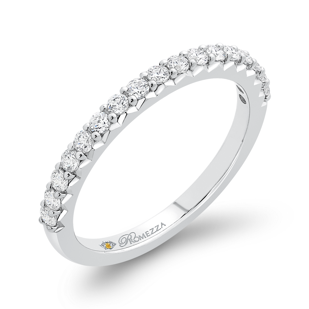 14K White Gold Round Diamond Half Eternity Wedding Band