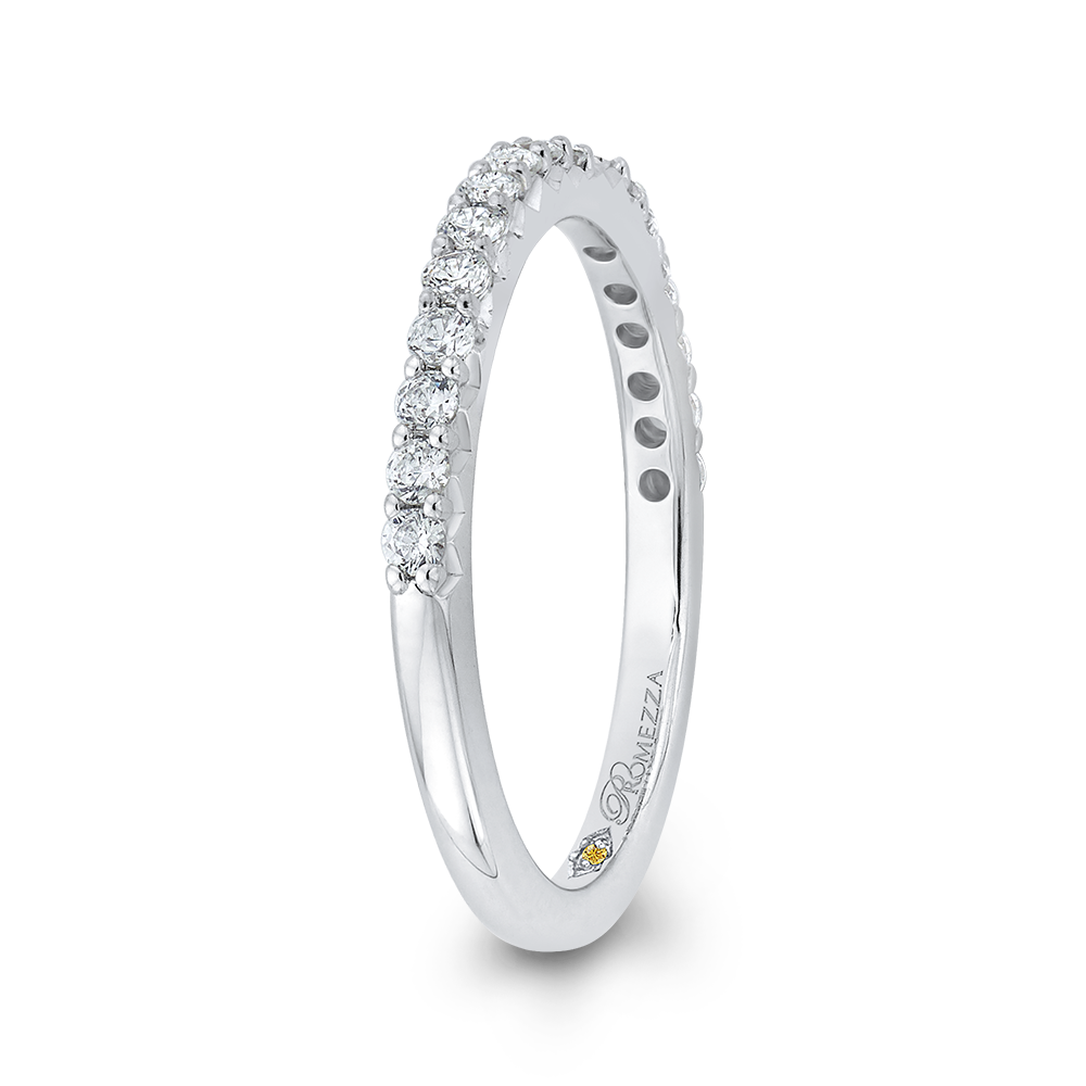 14K White Gold Round Diamond Half Eternity Wedding Band