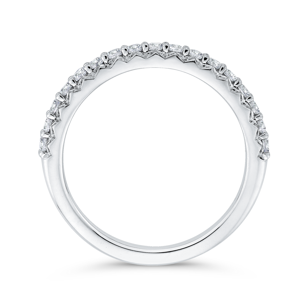 14K White Gold Round Diamond Half Eternity Wedding Band