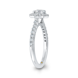 14K White Gold Round Diamond Floral Halo Engagement Ring