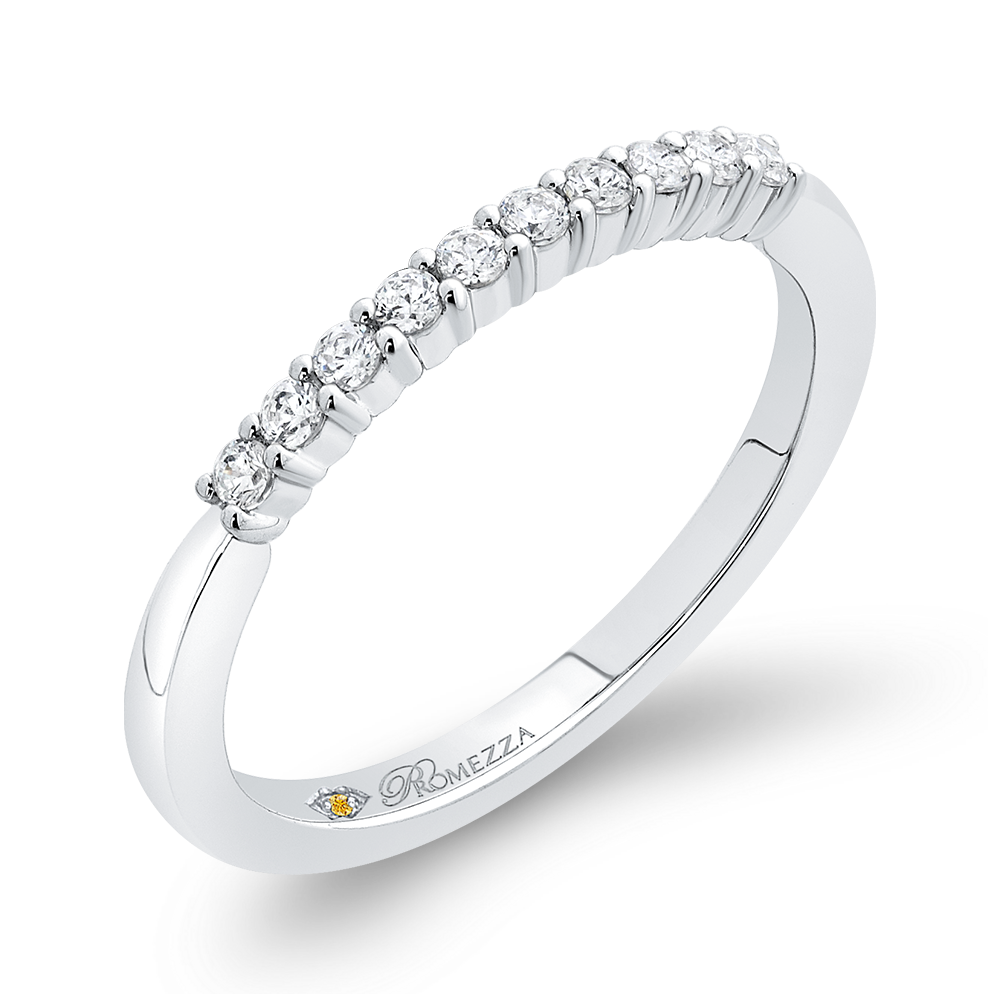 14K White Gold Round Diamond Wedding Band