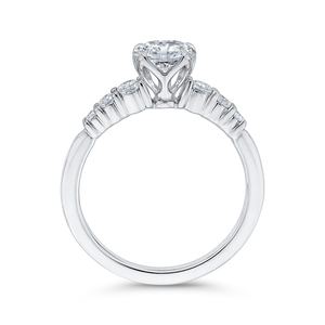 14K White Gold Round Cut Diamond Floral Engagement Ring