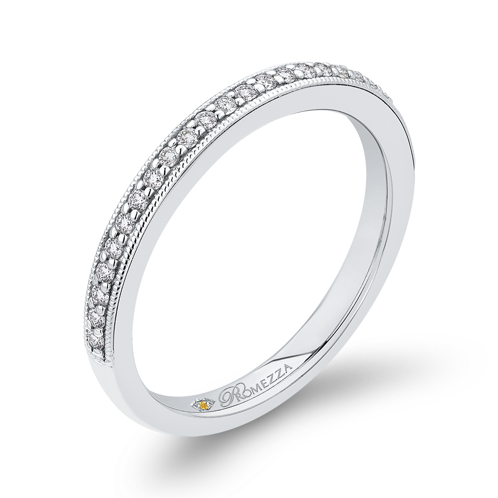 Round Diamond Half Eternity Wedding Band In 14K White Gold