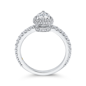 14K White Gold Pear Diamond Halo Engagement Ring