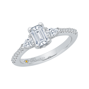 Emerald Cut Diamond Engagement Ring In 14K White Gold