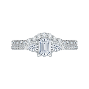 Emerald Cut Diamond Engagement Ring In 14K White Gold