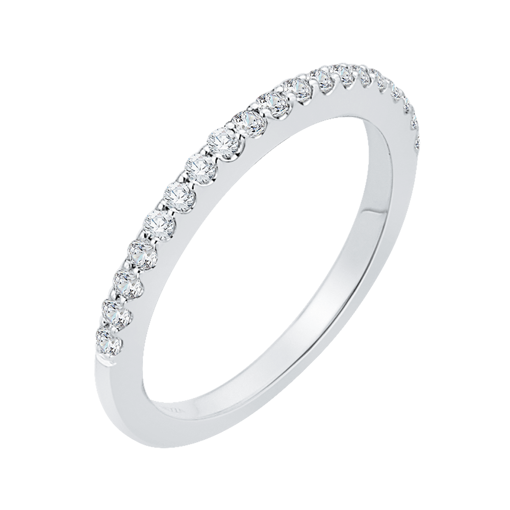 14K White Gold Round Diamond Half Eternity Wedding Band