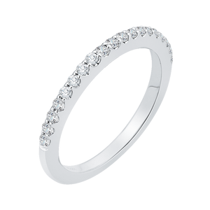 14K White Gold Round Diamond Half Eternity Wedding Band
