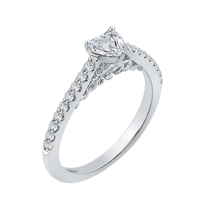 14K White Gold Heart Diamond Vintage Engagement Ring