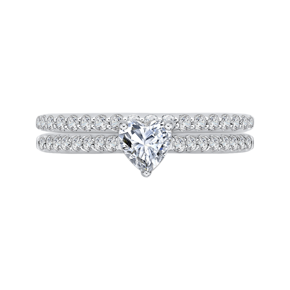 14K White Gold Heart Diamond Vintage Engagement Ring