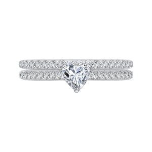 14K White Gold Heart Diamond Vintage Engagement Ring