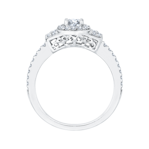 Oval Diamond Halo Engagement Ring In 14K White Gold