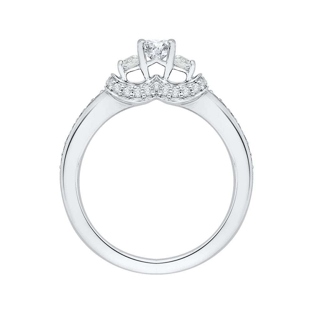 14K White Gold Oval Diamond Three Stone Engagement Ring