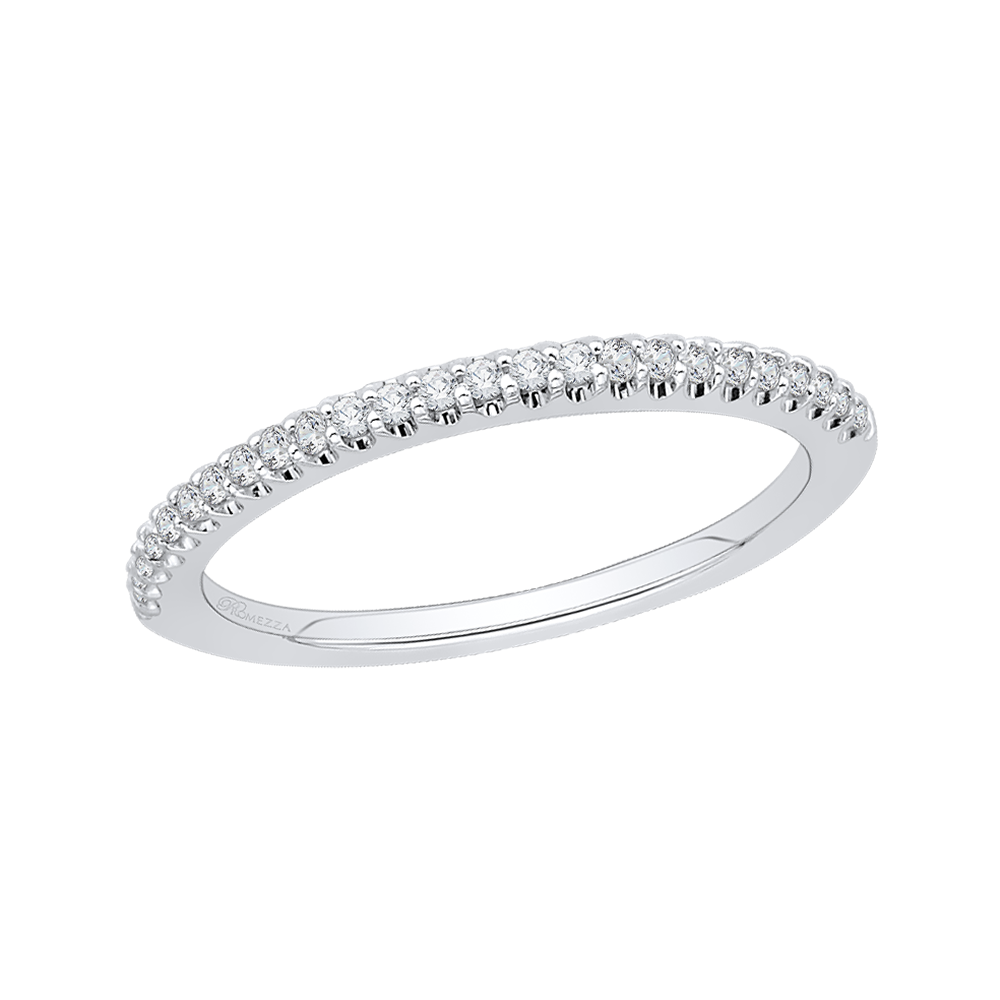 14K White Gold Round Diamond Half Eternity Wedding Band