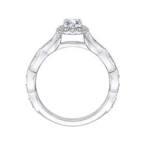 14K White Gold Oval Diamond Halo Engagement Ring