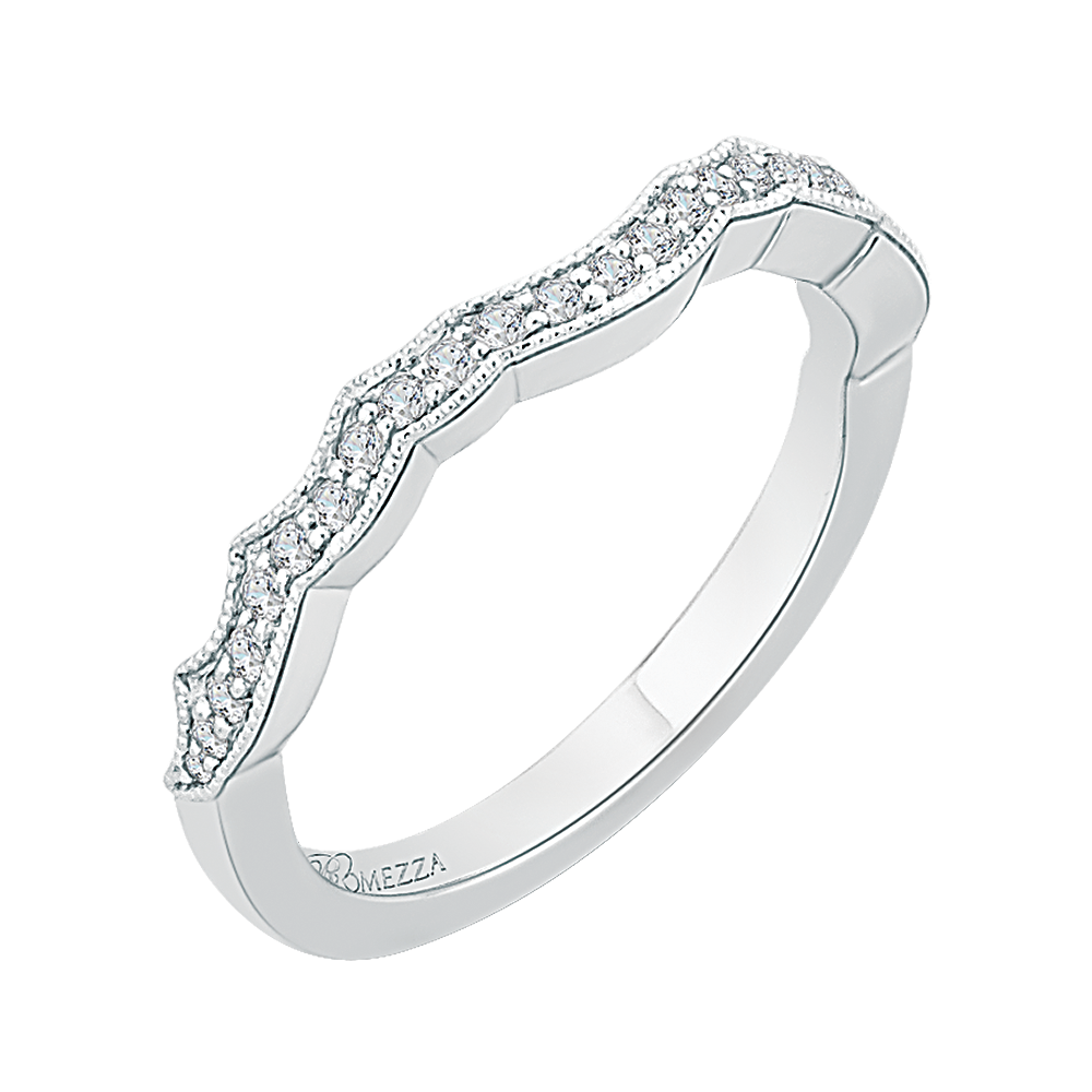 14K White Gold Round Diamond Half Eternity Wedding Band