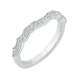 14K White Gold Round Diamond Half Eternity Wedding Band